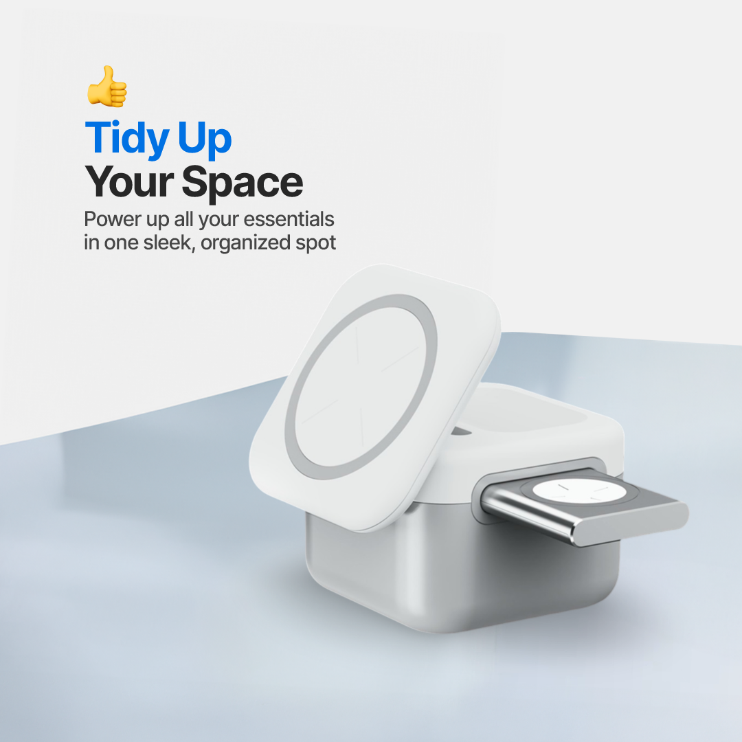 CubeMag 3-in-1 Magnetic Wireless Charging Station for Apple and Android