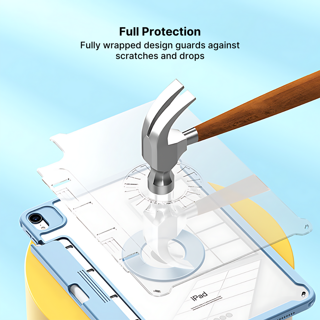 Acrylic Hard Case for iPad with 360 Rotation and Pencil Holder