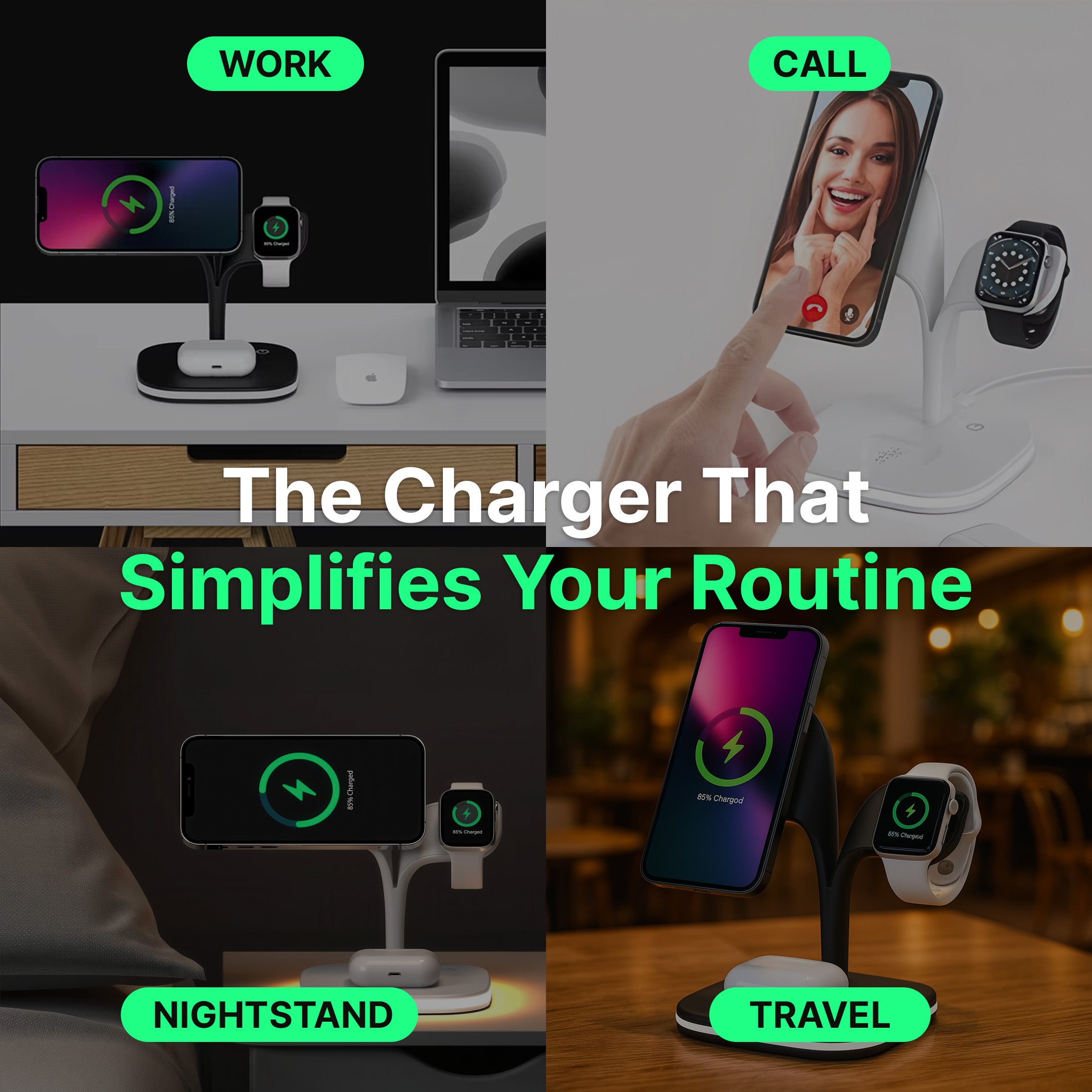 5-in-1 Magnetic Wireless Charger Stand for iPhone, Apple Watch, and AirPods