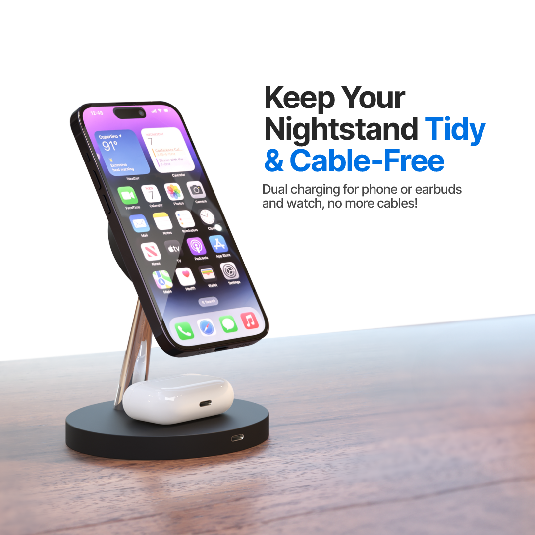 2 in 1 Wireless Charging Station