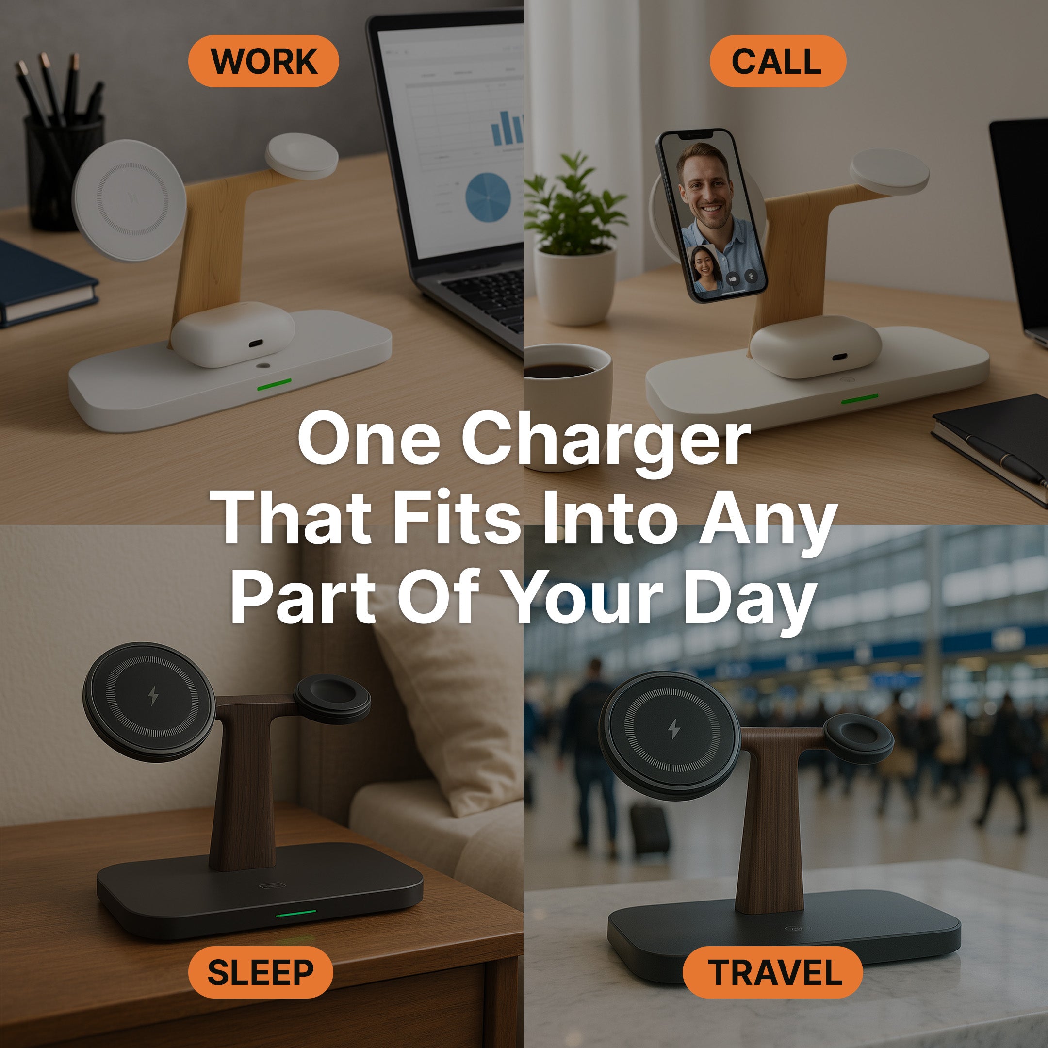 3-in-1 MagSafe Wireless Charger with Night Lamp