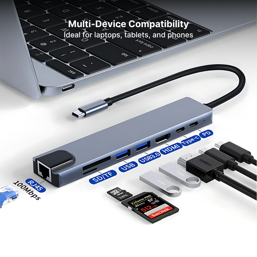 UltraLink C-Hub - 8-in-1 USB C, Ethernet, HDMI, SD Reader