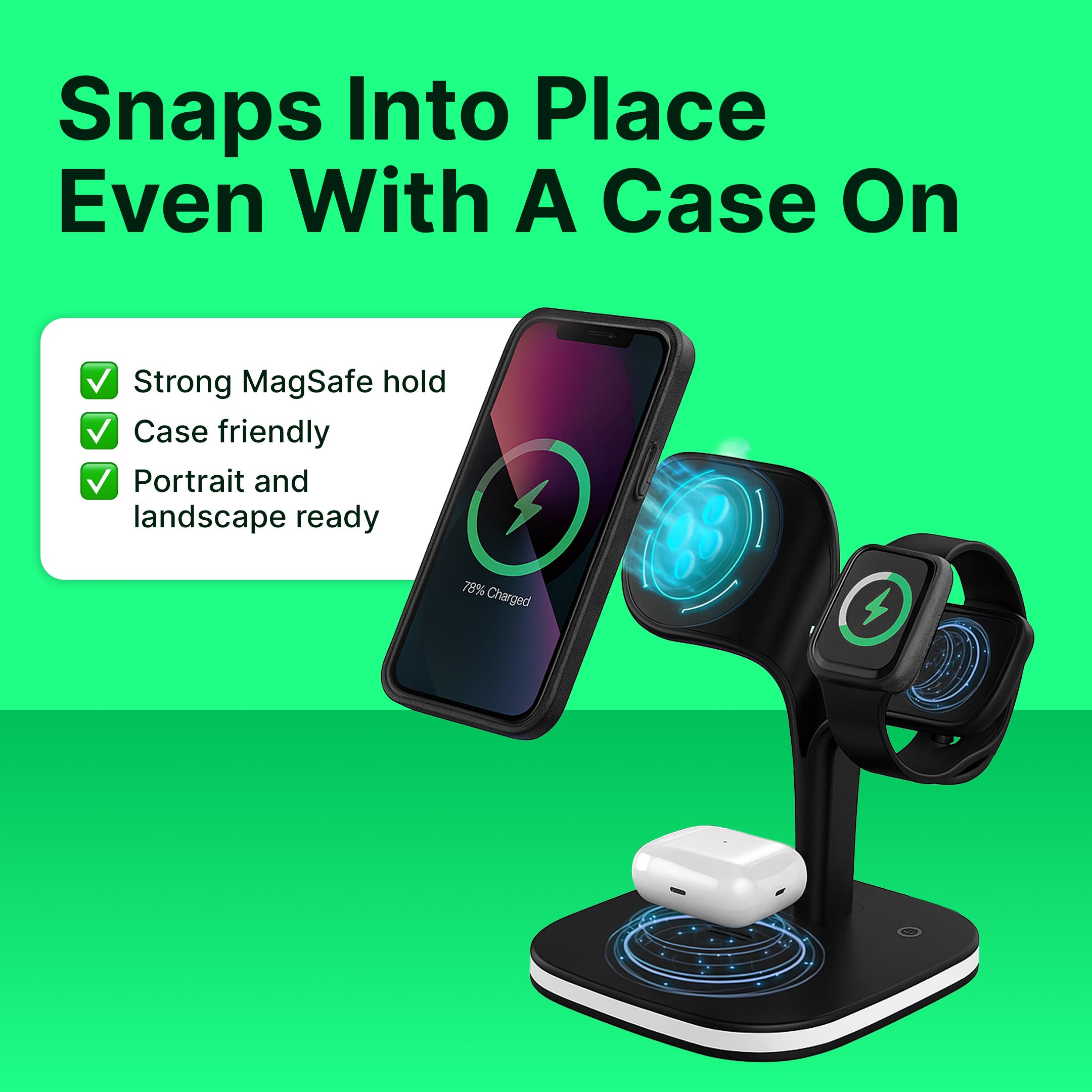 5-in-1 Magnetic Wireless Charger Stand for iPhone, Apple Watch, and AirPods