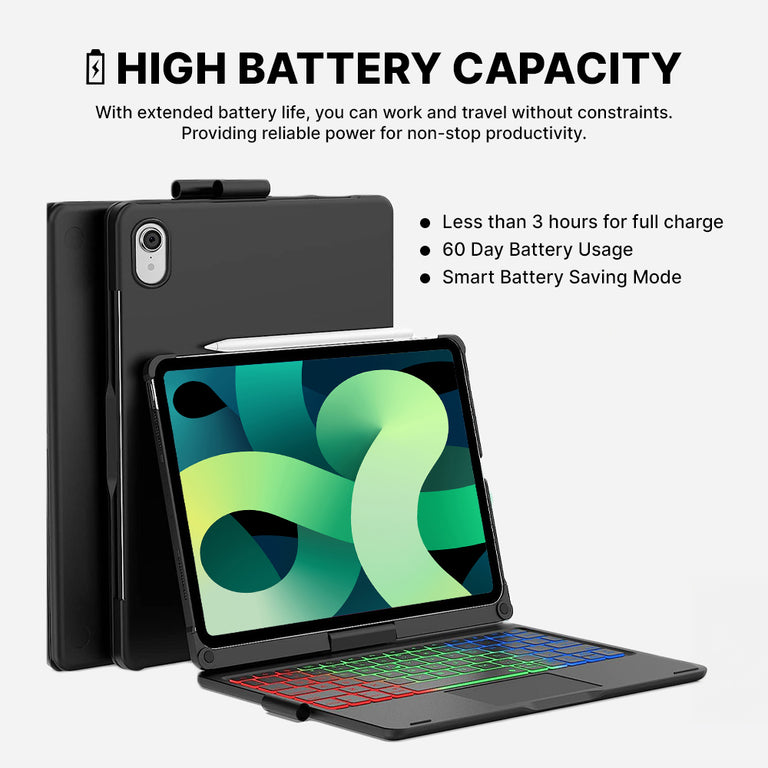 Rotate Pro Wireless Keyboard Case for iPad BlueBolt Chargers