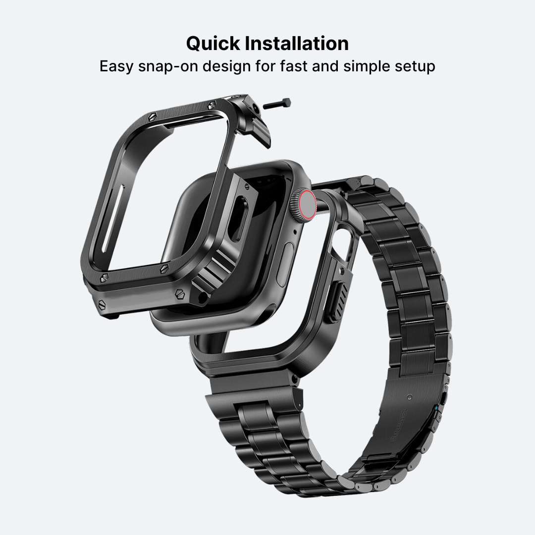 Stainless Steel Apple Watch Band with Ultra-Thin Case Design