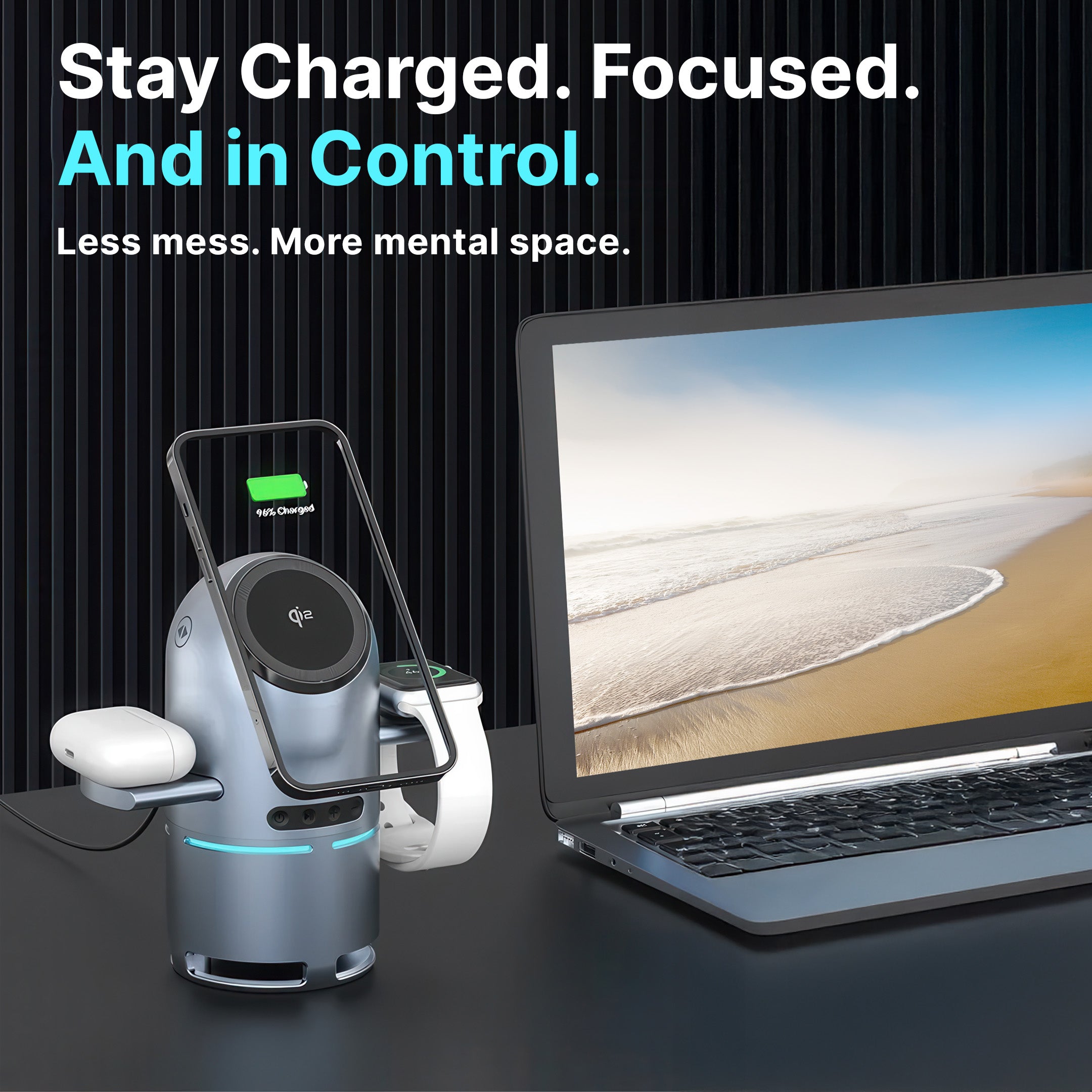 4-in-1 MagSafe Wireless Charging Station with Bluetooth Speaker Qi2