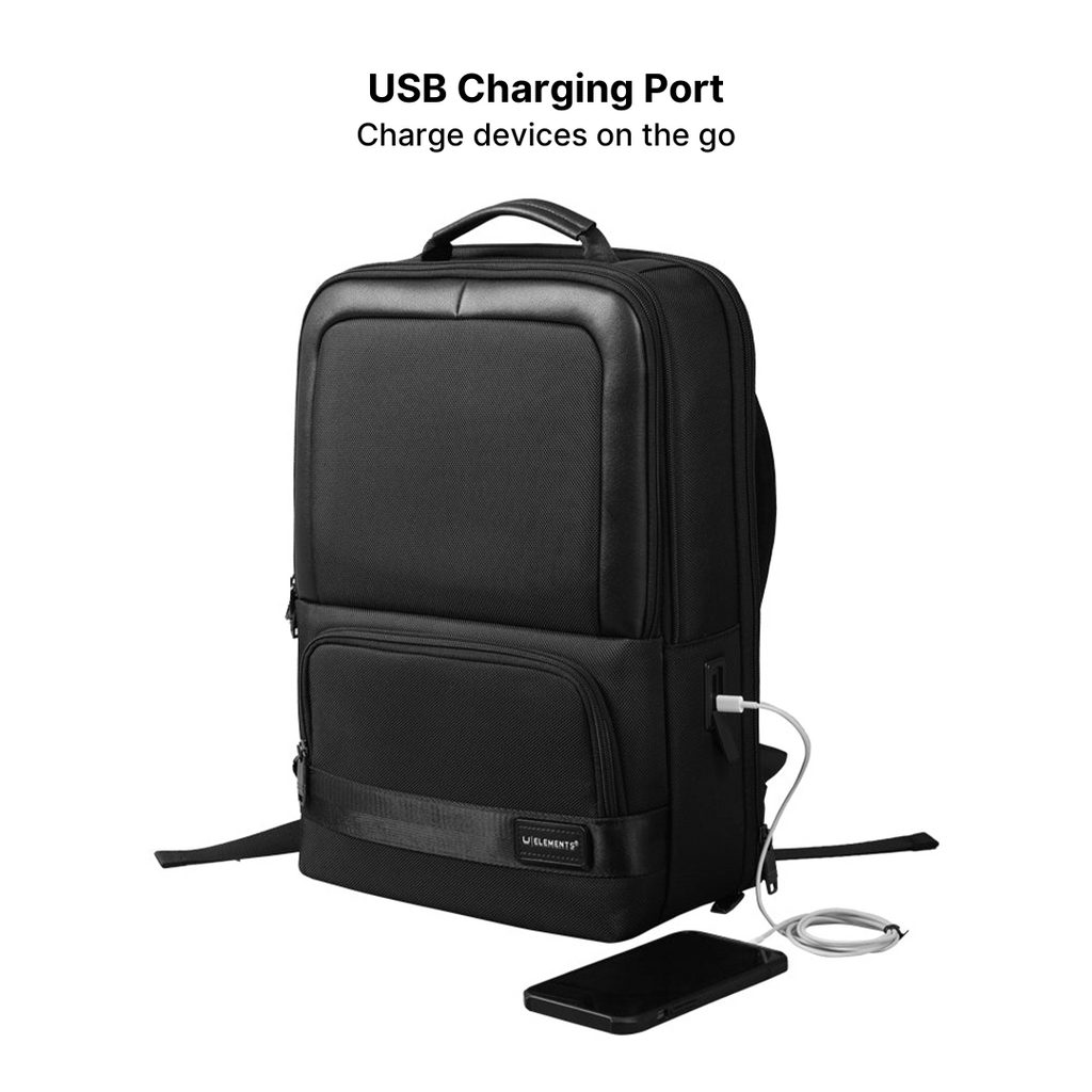 Anti-Theft Leather Laptop Backpack with USB Charging
