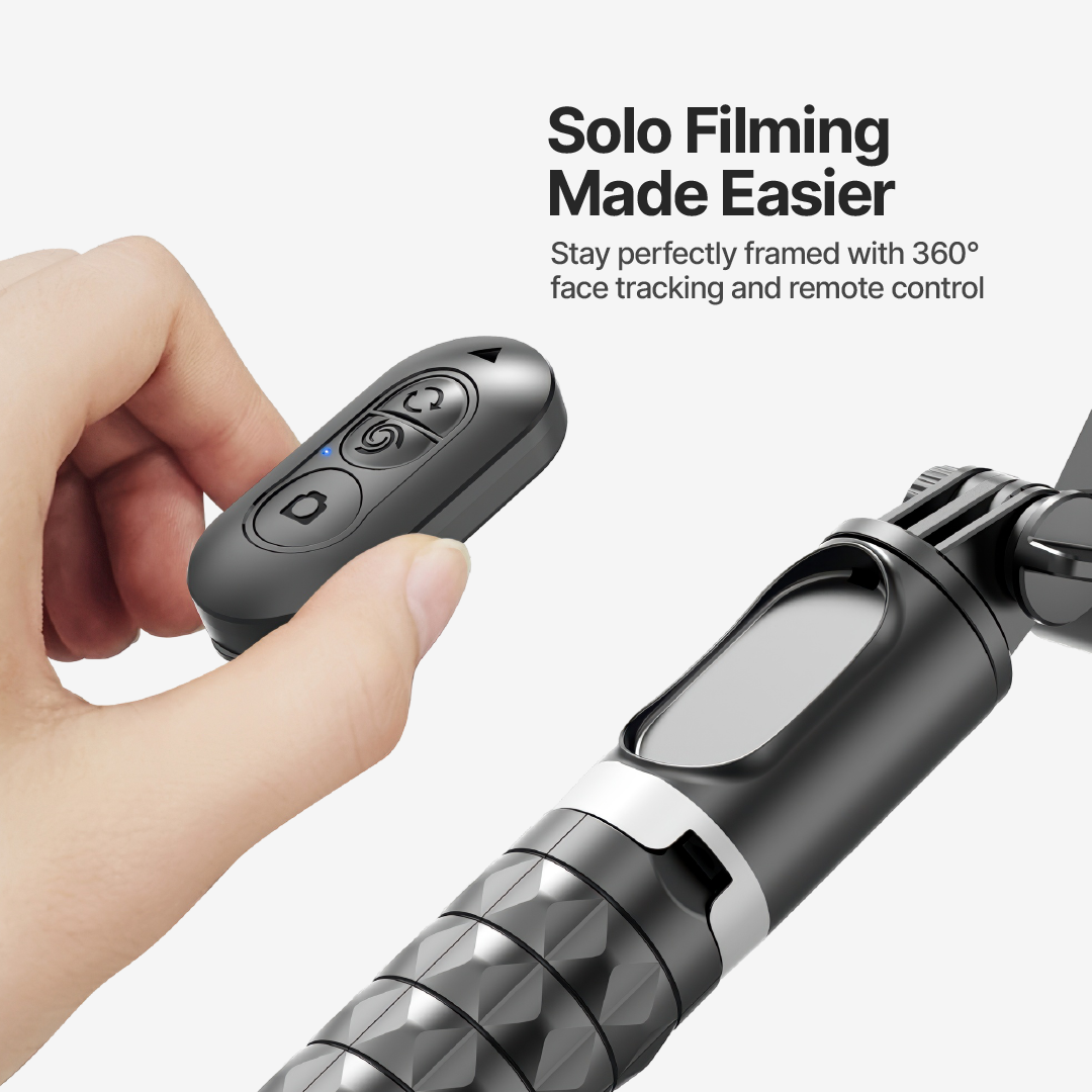 AutoFocus Tripod for Creators (360, Face Tracking, Selfie Stick, Light, Wireless Remote)