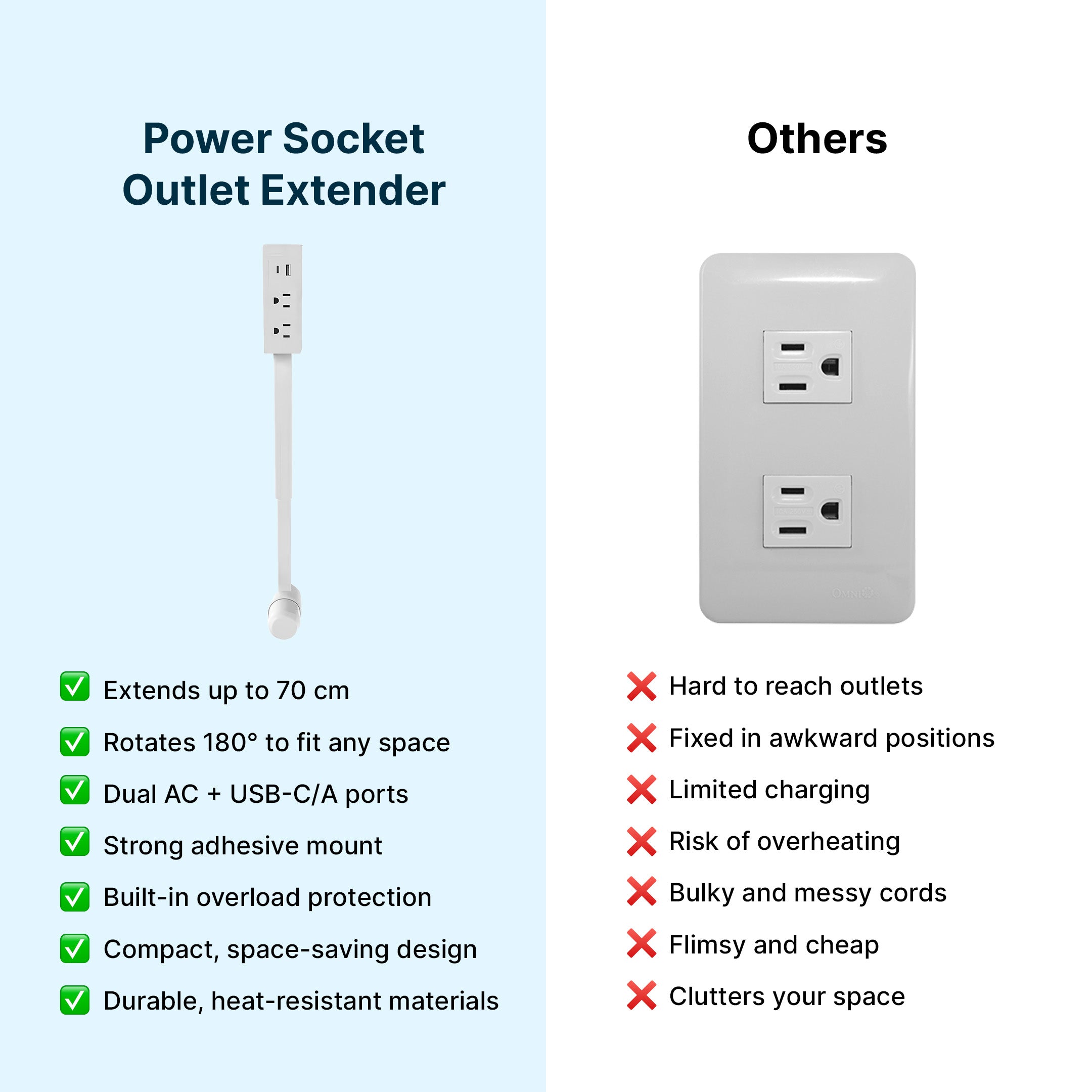 Power Socket Outlet Extender