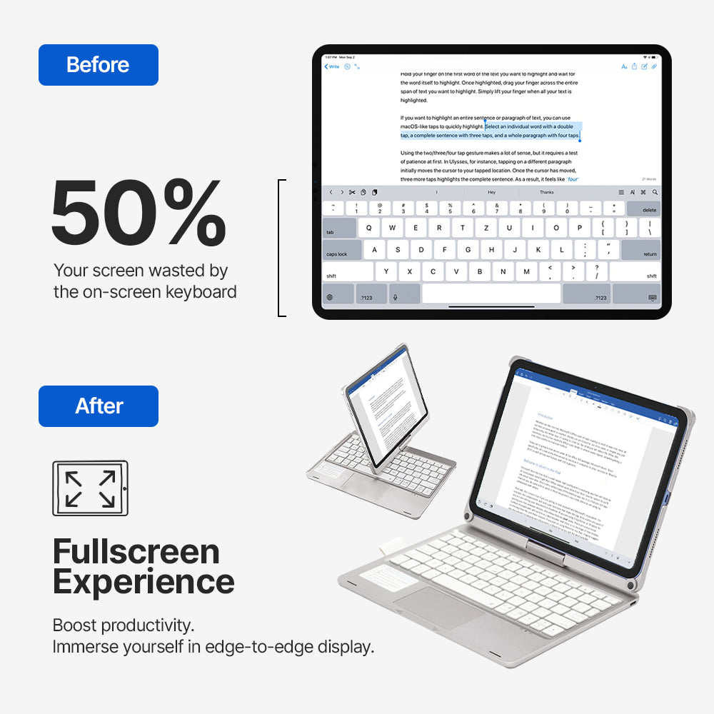 Rotate Pro Wireless Keyboard Case for iPad